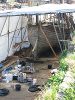 Boat under repair at Charlestown