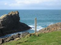 Waymark on the cliff edge