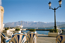 Calvi bay from a waterfront cafe