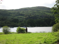 Statue overlooking Coniston Water