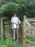 Helen struggles to get through a kissing gate