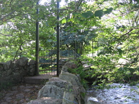 Suspension bridge over a stream