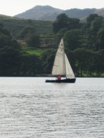 Traditional sailing boat becalmed