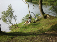 Helen reading, taken from the headland