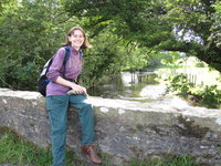 Helen on the solid side of the bridge