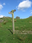 Signpost and barn