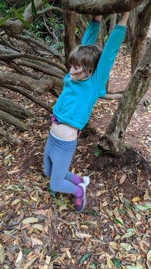 Laura swinging from the trees