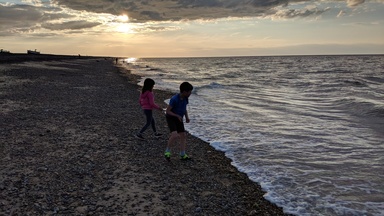 Skimming in the sunset