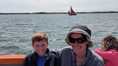 Matthew and Helen in the seal watching boat