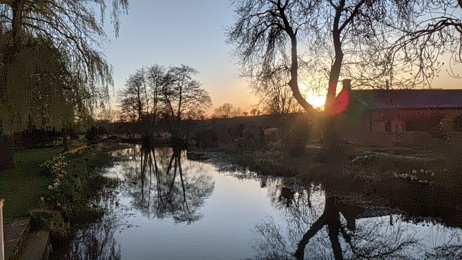 View of the river Waveney at sunset